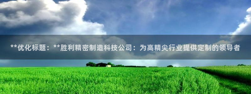 彩神vii手游下载：**优化标题：**胜利精密制造科技公司：为高精尖行业提供定制的领导者
