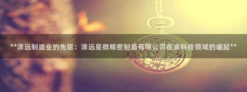 彩神V3大赢家：**清远制造业的先驱：清远星微精密制造有限公司在高科技领域的崛起**