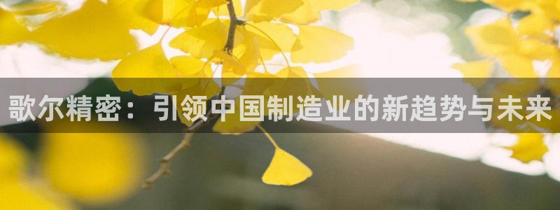 彩神Vll购彩大厅：歌尔精密：引领中国制造业的新趋势与未来